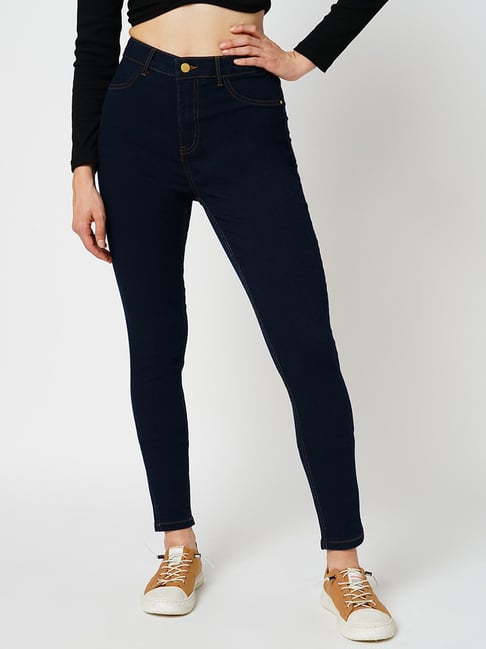 JDY By Only Dark Blue Blended Skinny Fit High Rise Jeans