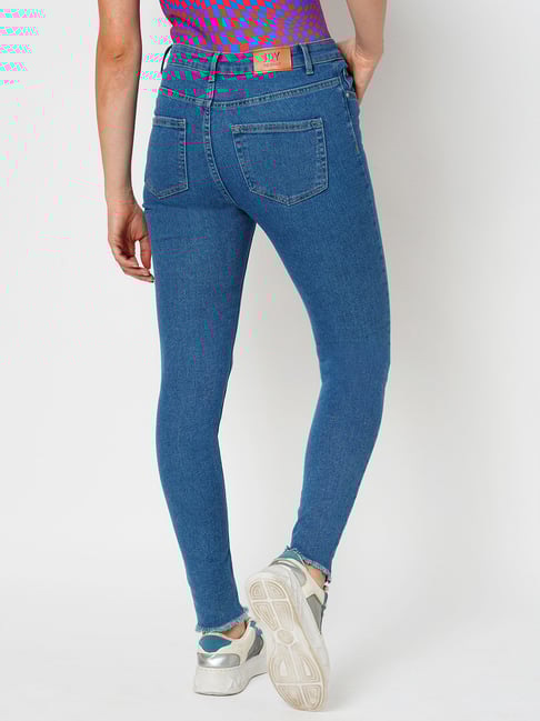 JDY By Only Light Blue Blended Skinny Fit Mid Rise Jeans