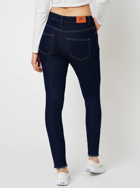 Buy Only Dark Blue Blended Skinny Fit Mid Rise Jeans for Women