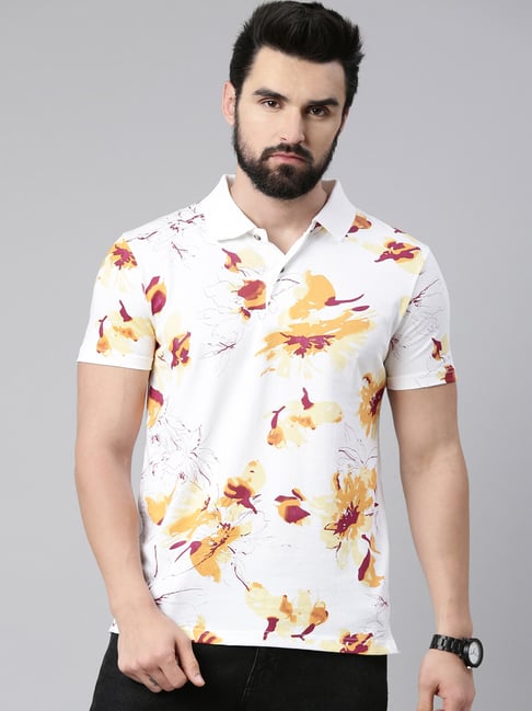 Kryptic White Regular Fit Printed Cotton Polo T-Shirt-picture-26