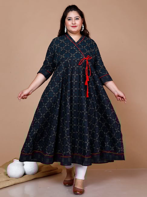 Miravan Blue Printed Fit & Flare Kurta-picture-24
