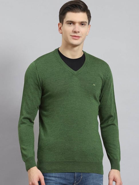 Monte Carlo Green Regular Fit Pure Wool Sweatshirt-picture-21