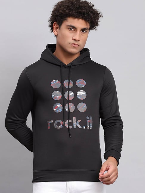 Rock.it Black Regular Fit Printed Hooded Sweatshirt-picture-43