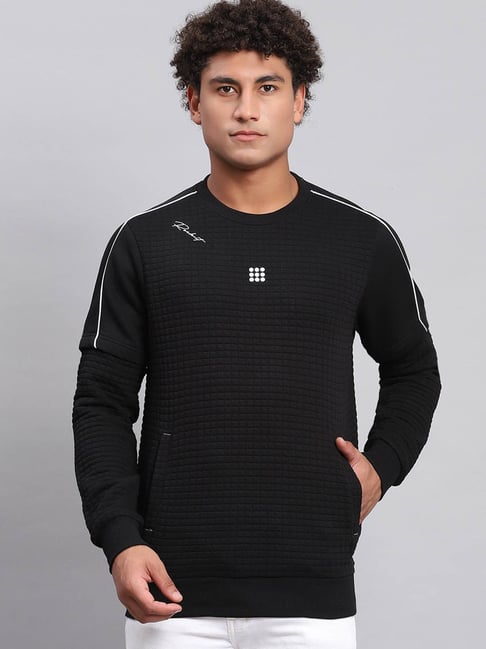 Rock.it Black Regular Fit Self Pattern Sweatshirt-picture-42