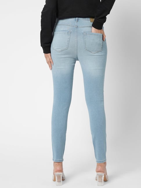 Buy Vero Moda Light Blue Blended Skinny Fit High Rise Jeans for