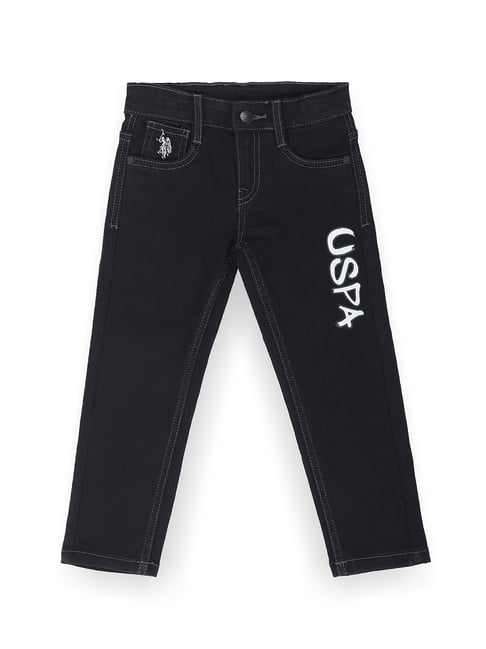 Polo Boys Black Printed Jeans