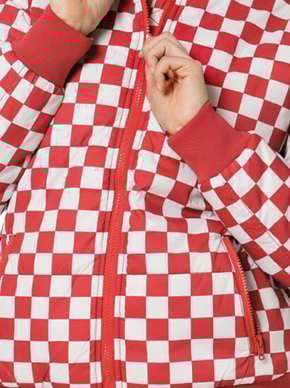 JDY By Only Red & White Checks Puffer Jacket