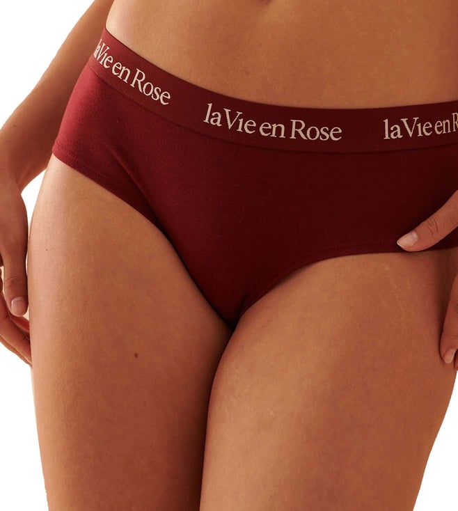 La Vie En Rose Cotton and Logo Elastic Band Hiphugger Panty
