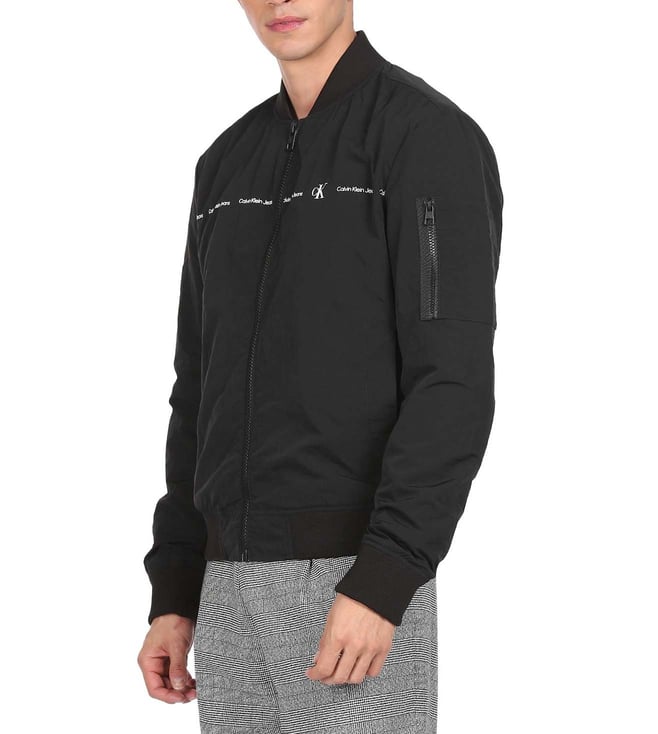 Calvin Klein Black Solid Regular Fit Bomber Jacket