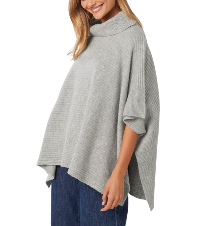 Buy Forever New Grey Honey Horizontal Rib Regular Fit Poncho for Women ...