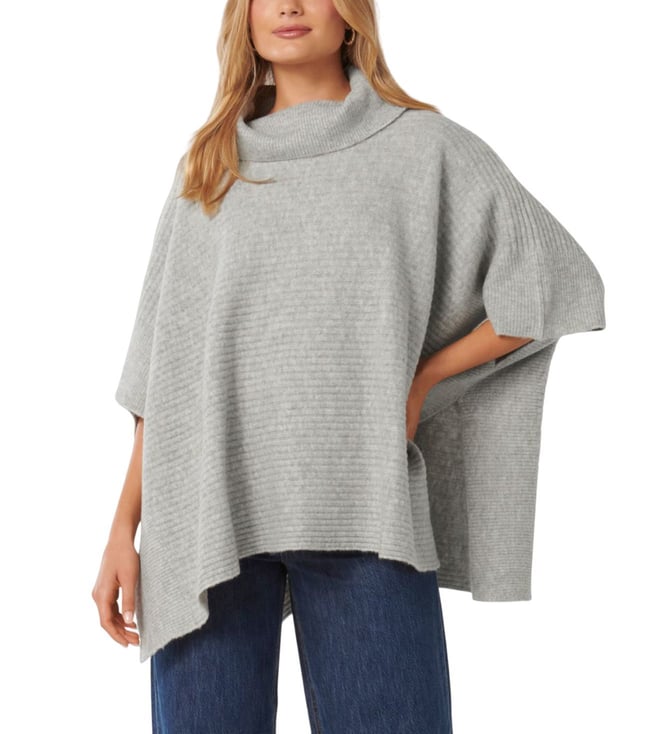 Buy Forever New Grey Honey Horizontal Rib Regular Fit Poncho for Women ...