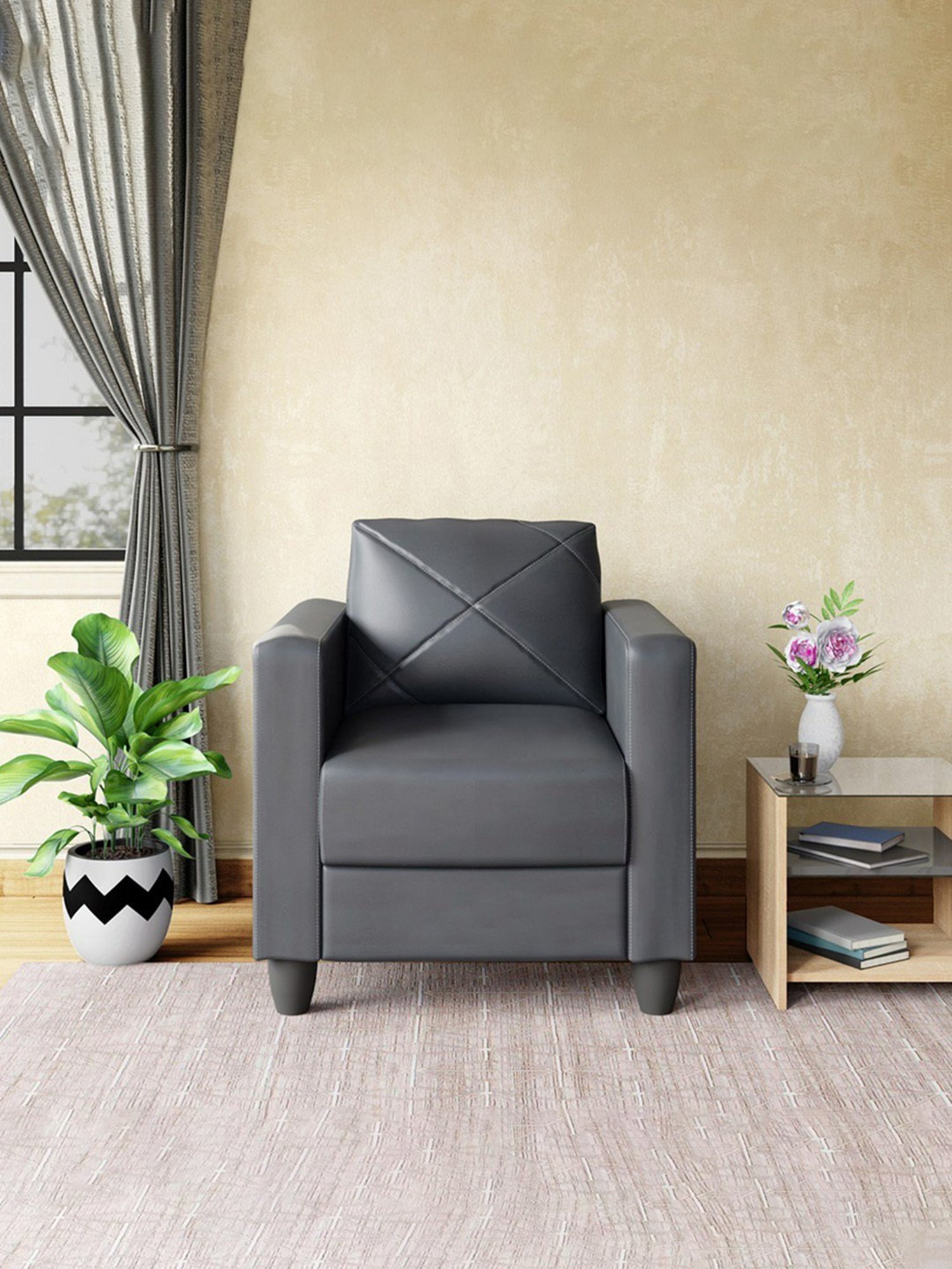 Buy Godrej Interio Quad Nimbus Grey Pinewood Sofa at Best Price