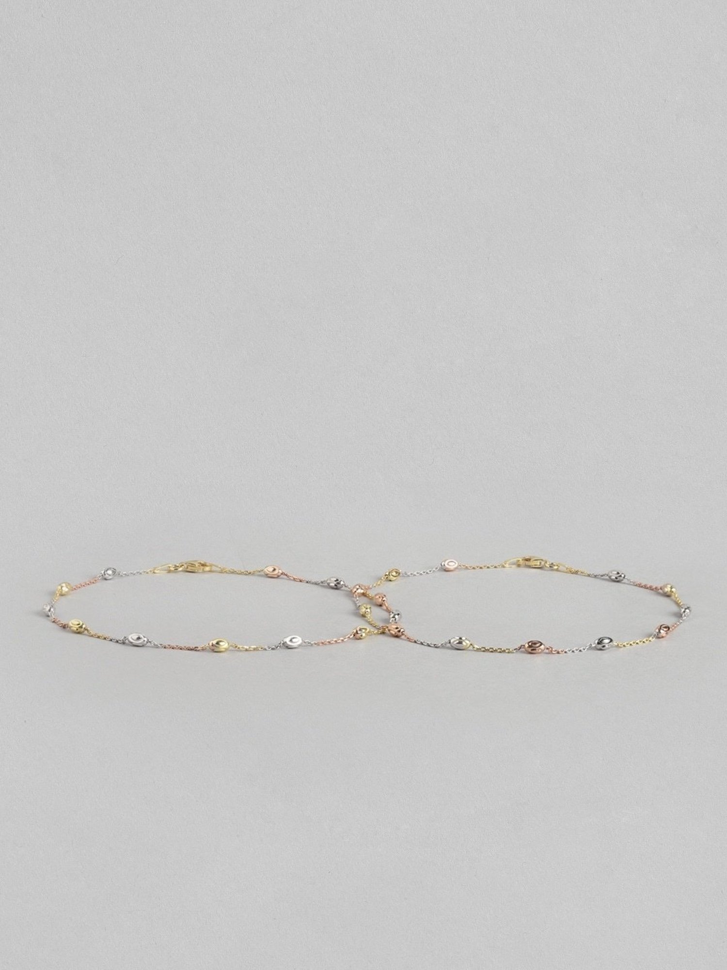 Buy Zavya 92.5 Sterling Silver Inflexible Pair of Anklet Online At