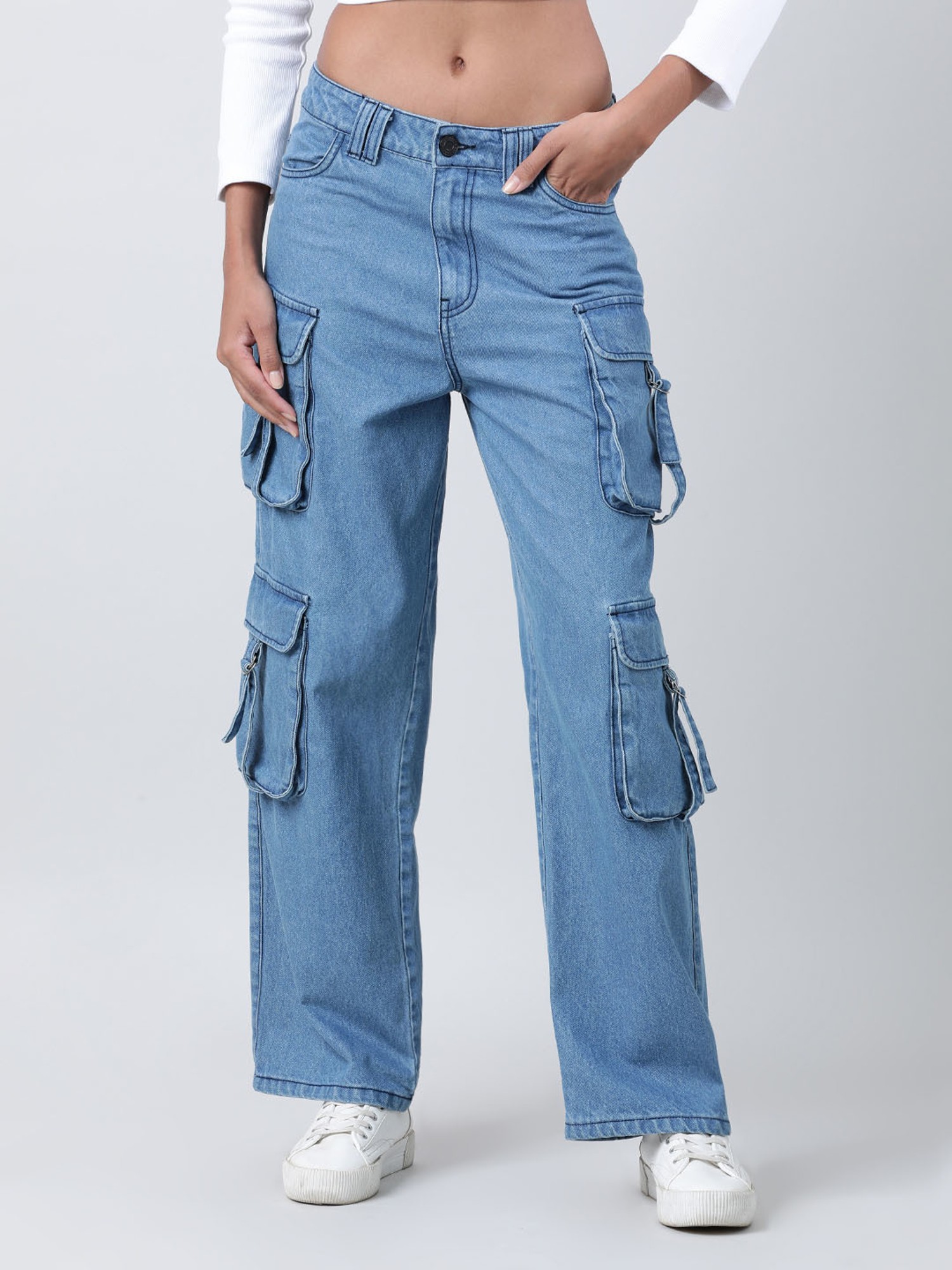 Reality Check Straight Leg Cargo Jeans (Medium Blue Wash) · NanaMacs