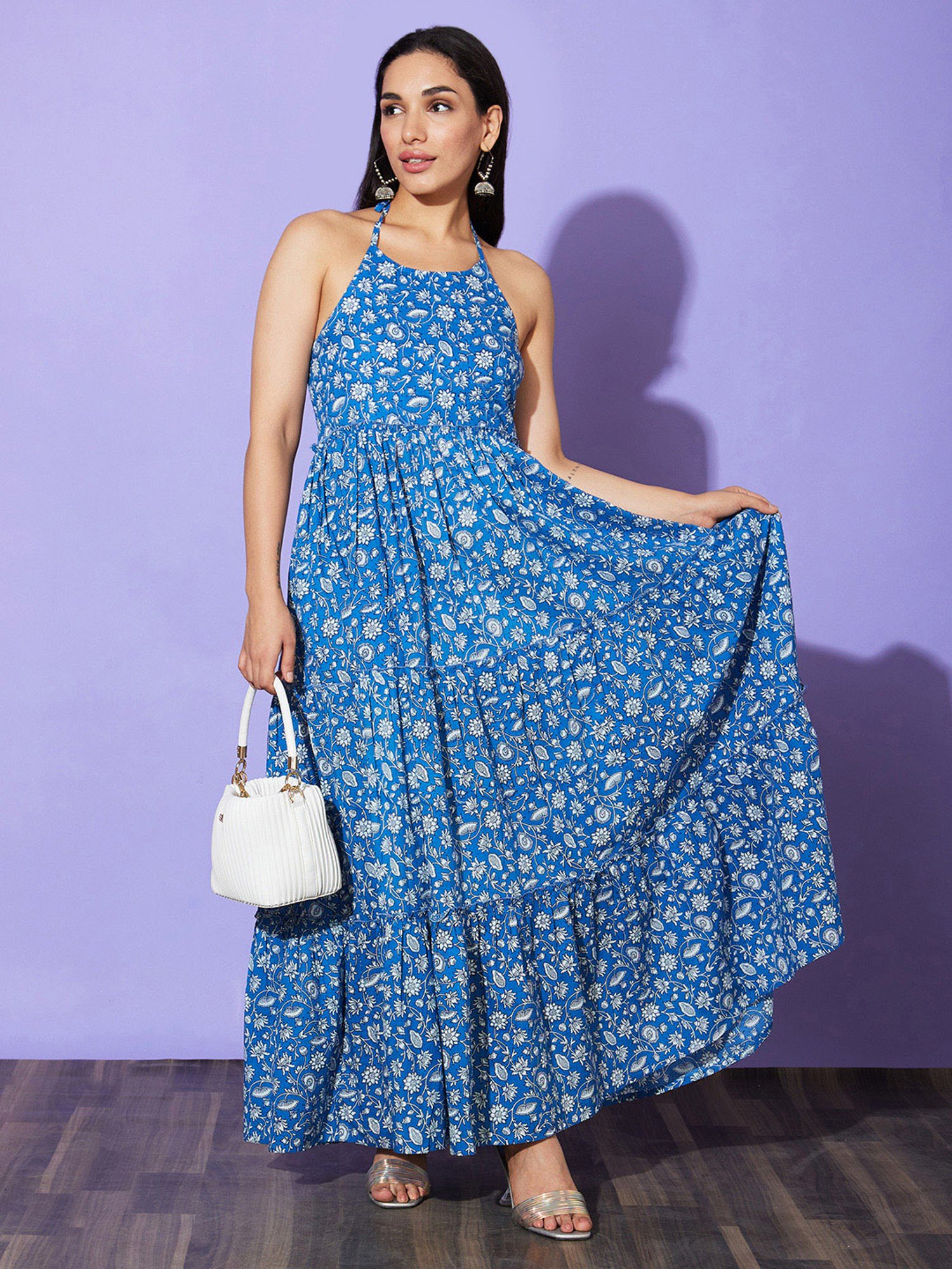 forever 21 maxi dress Plus Size Tiered Tie-Strap BLUE MIST / 0X open back with self Forever 21 Womens Juniors Sleeveless