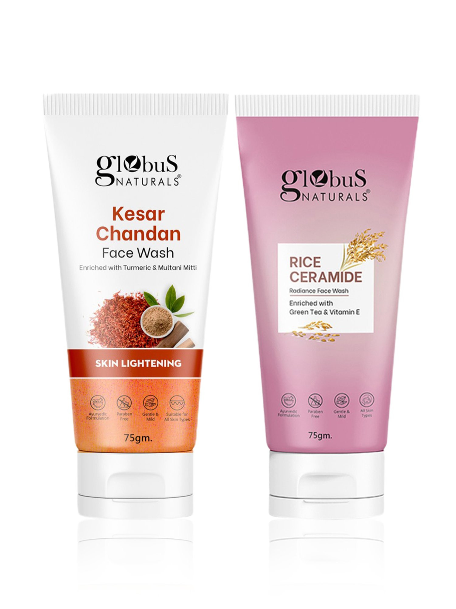 Buy Globus Naturals Kesar Chandan & Rice Ceramide Face Wash Combo