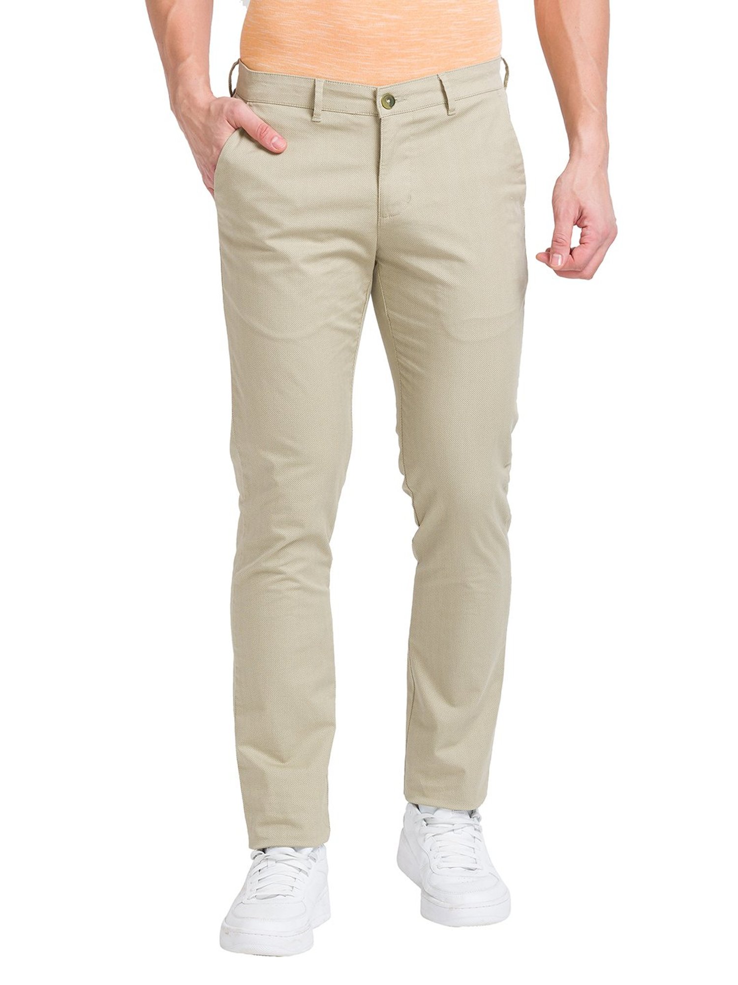 Buy Park Avenue Solid Cotton Blend Slim Fit Men's Work Wear Trousers  (Beige, Size_40) at Amazon.in