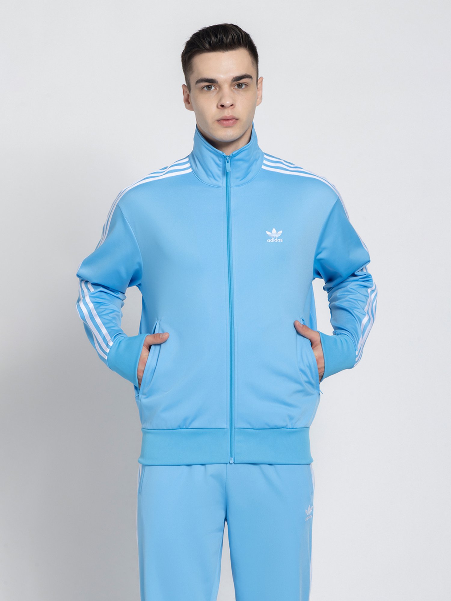 00s Adidas Track Jacket Blue ジャージ adidas originals Solid Color Stripe Zipper Stand Collar Jacket