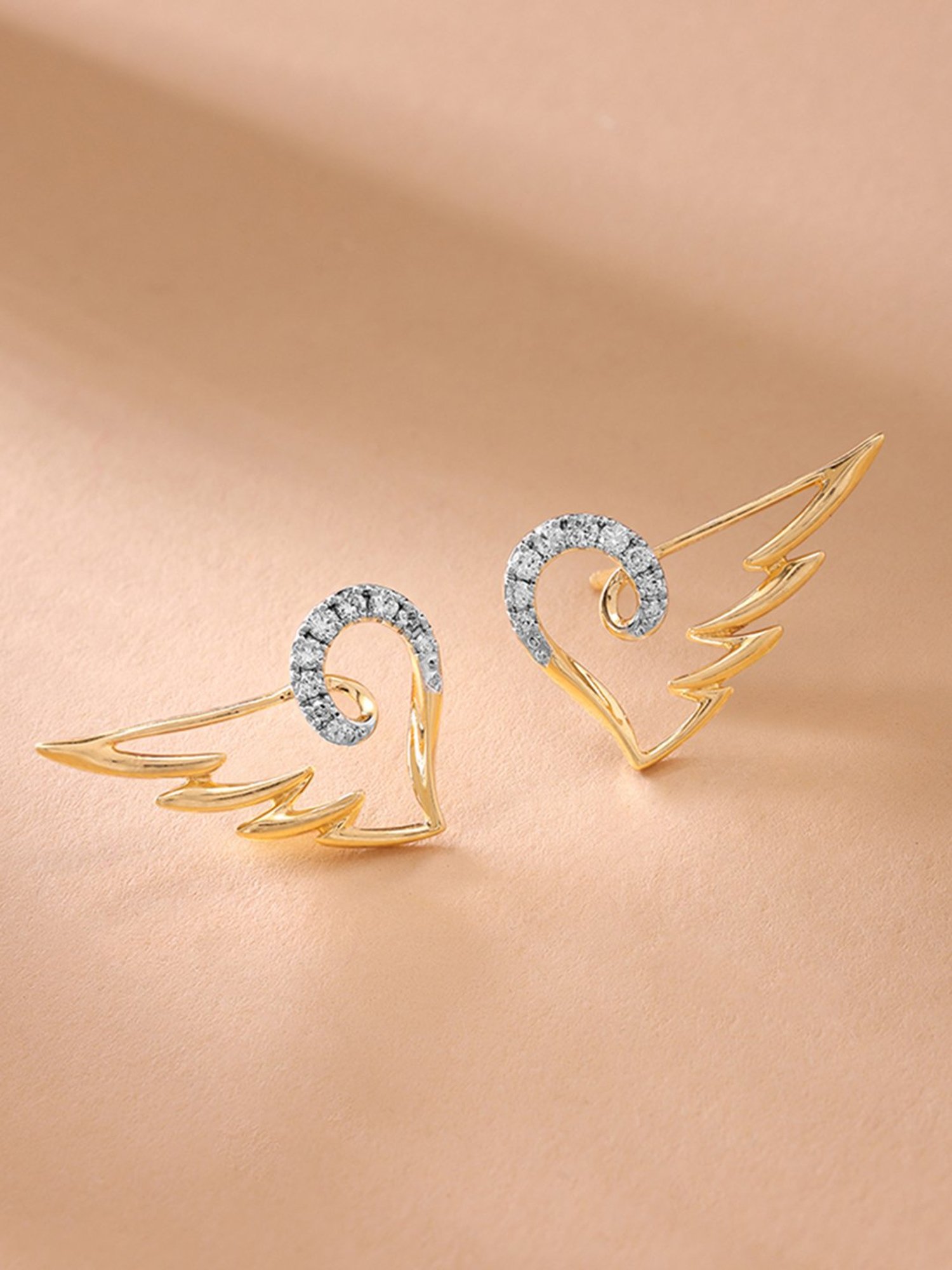 Betel Leaf Rose Gold and Diamond Stud Earrings