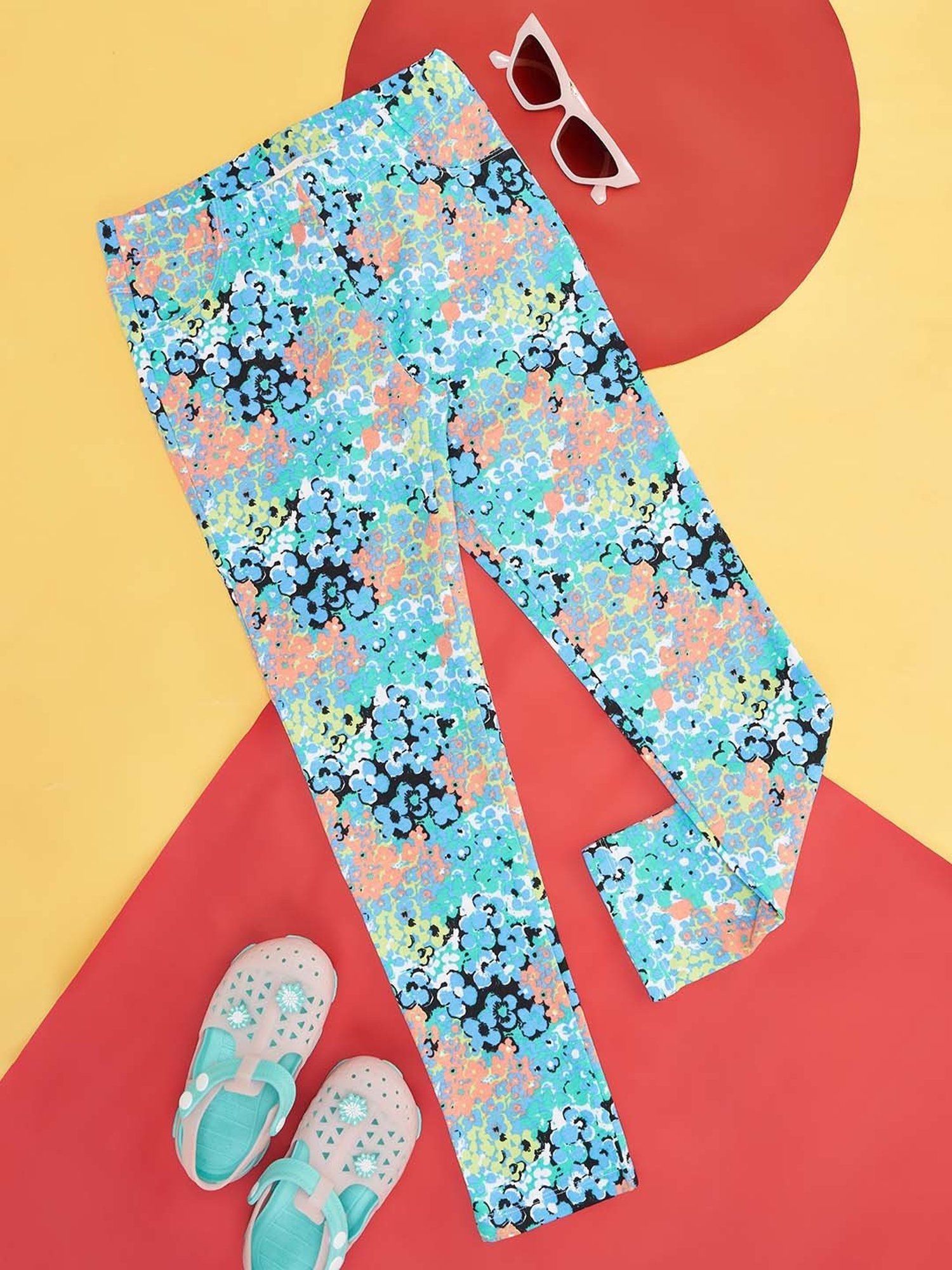 Pantaloons Junior Blue Floral Print Jeggings