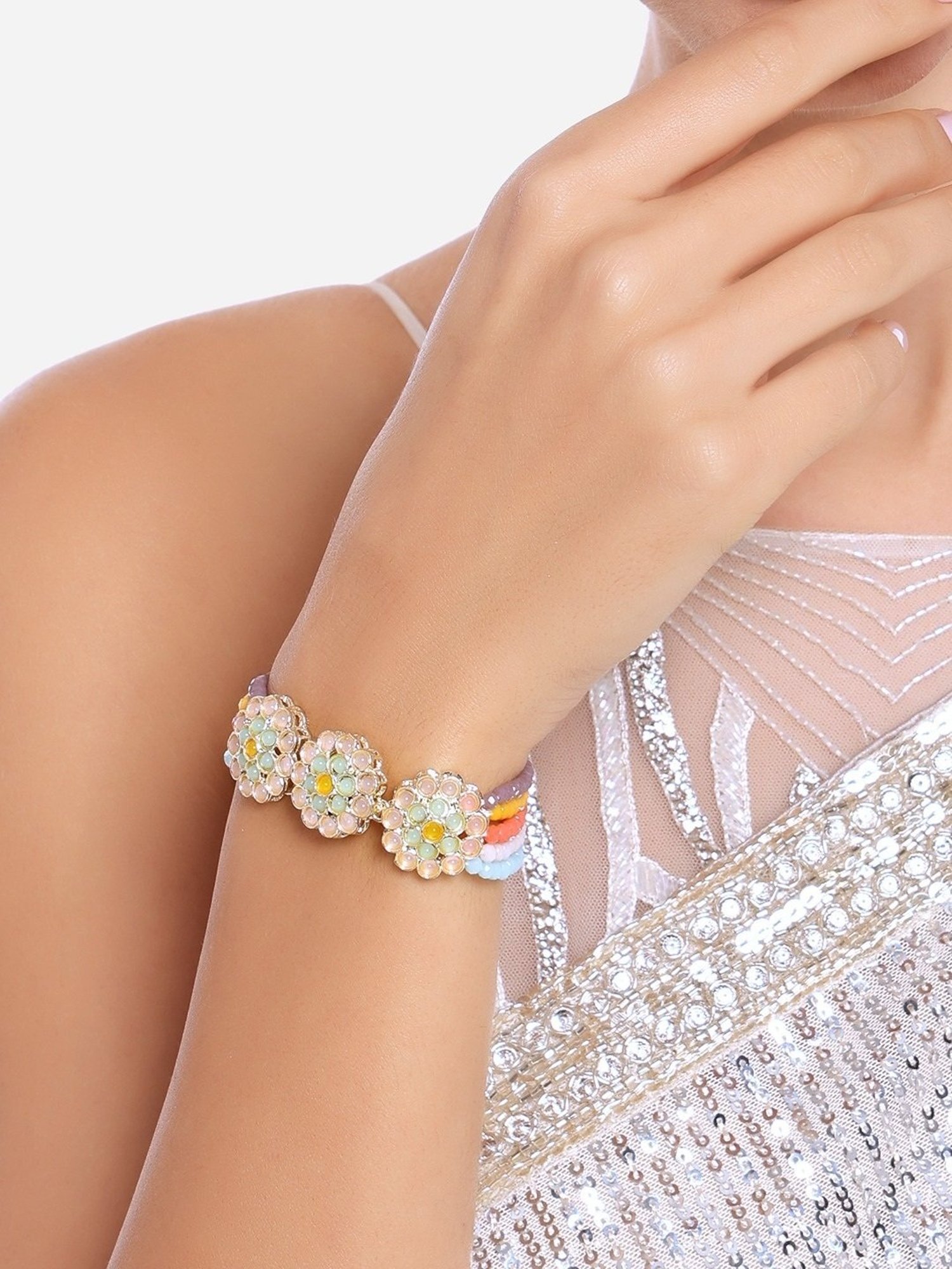 Buy Zaveri Pearls Multicolor Dazzling Crystal Bracelet-ZPFK16665