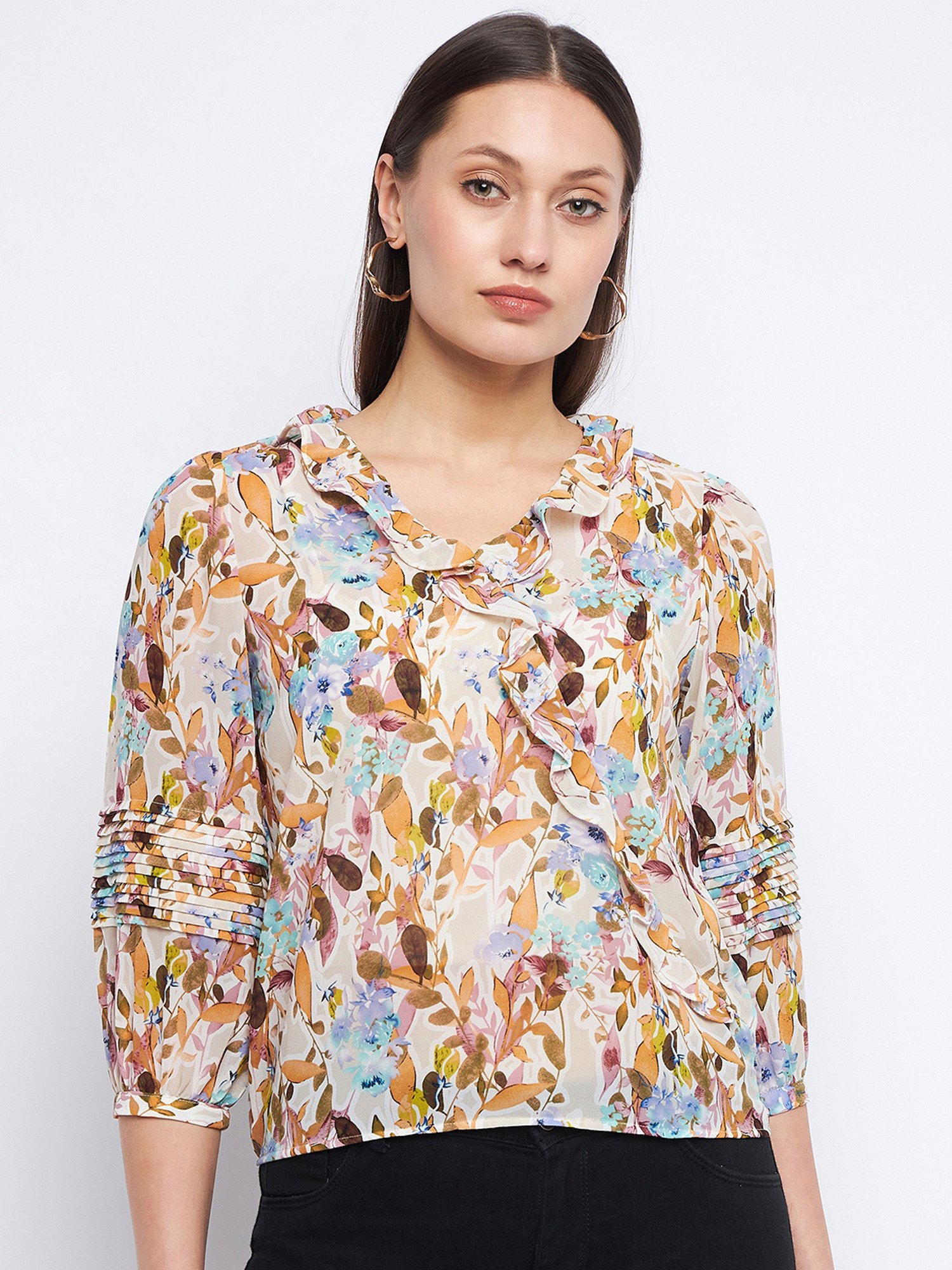 Buy MADAME Off White Floral Print Top for Women Online @ Tata CLiQ