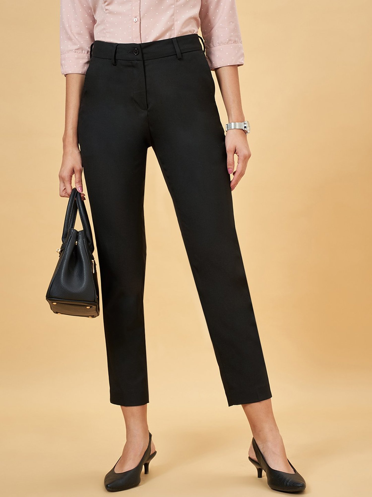 Navy Self Design Trousers - Selling Fast at Pantaloons.com