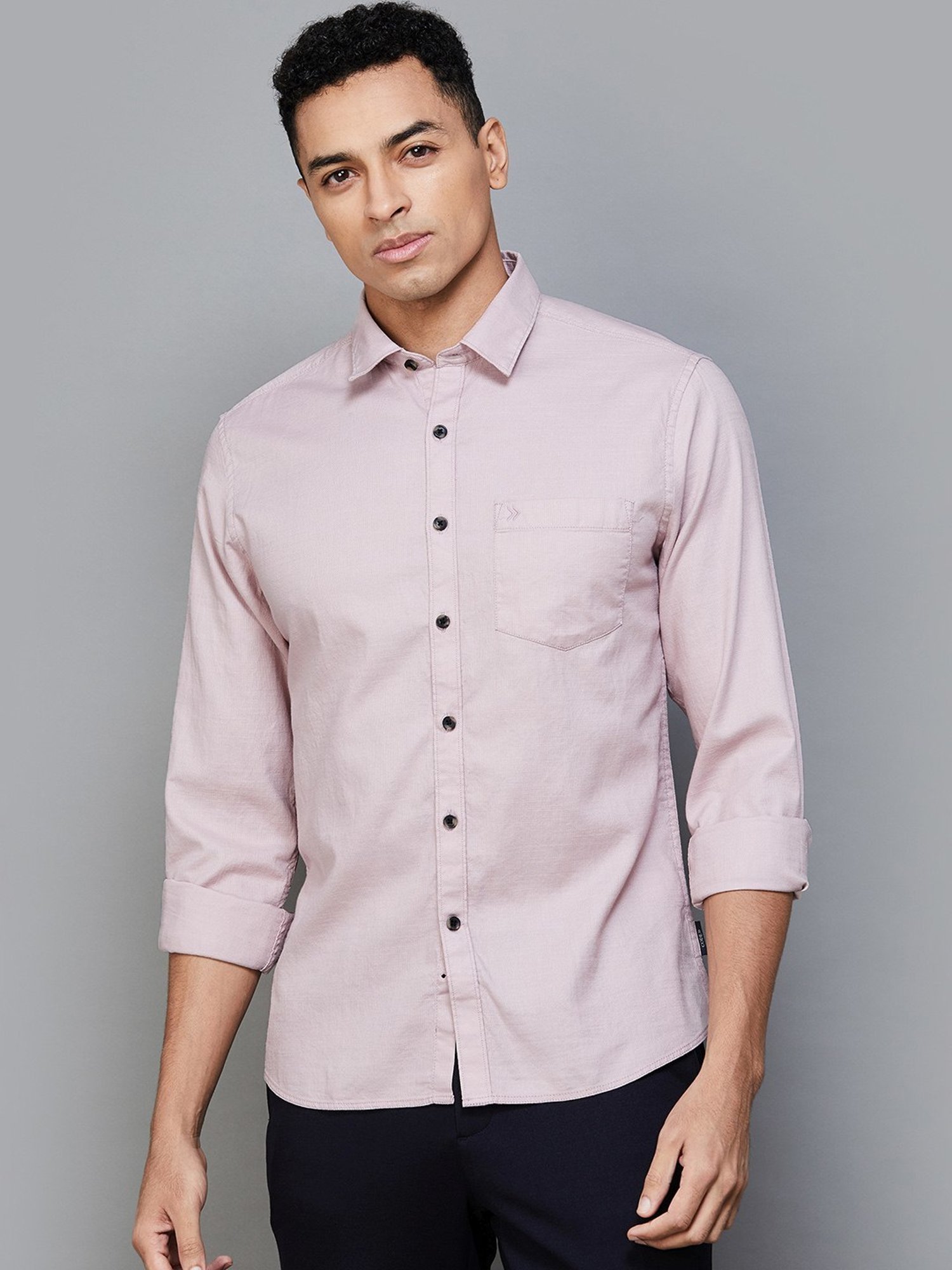 Buy Code by Lifestyle Dusty Pink Cotton Regular Fit Shirt for Mens