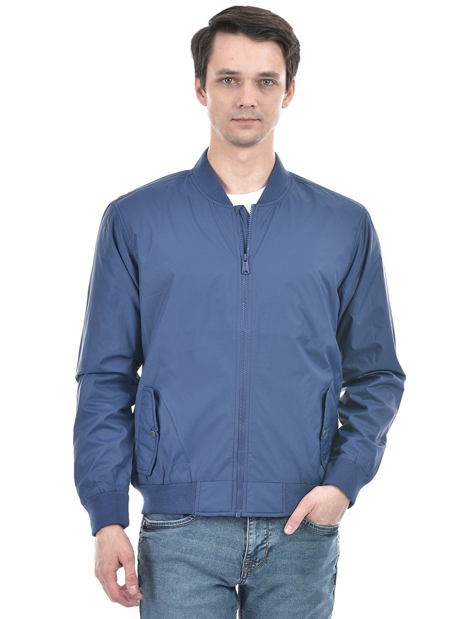 Numero Uno Navy Regular Fit Bomber Jacket