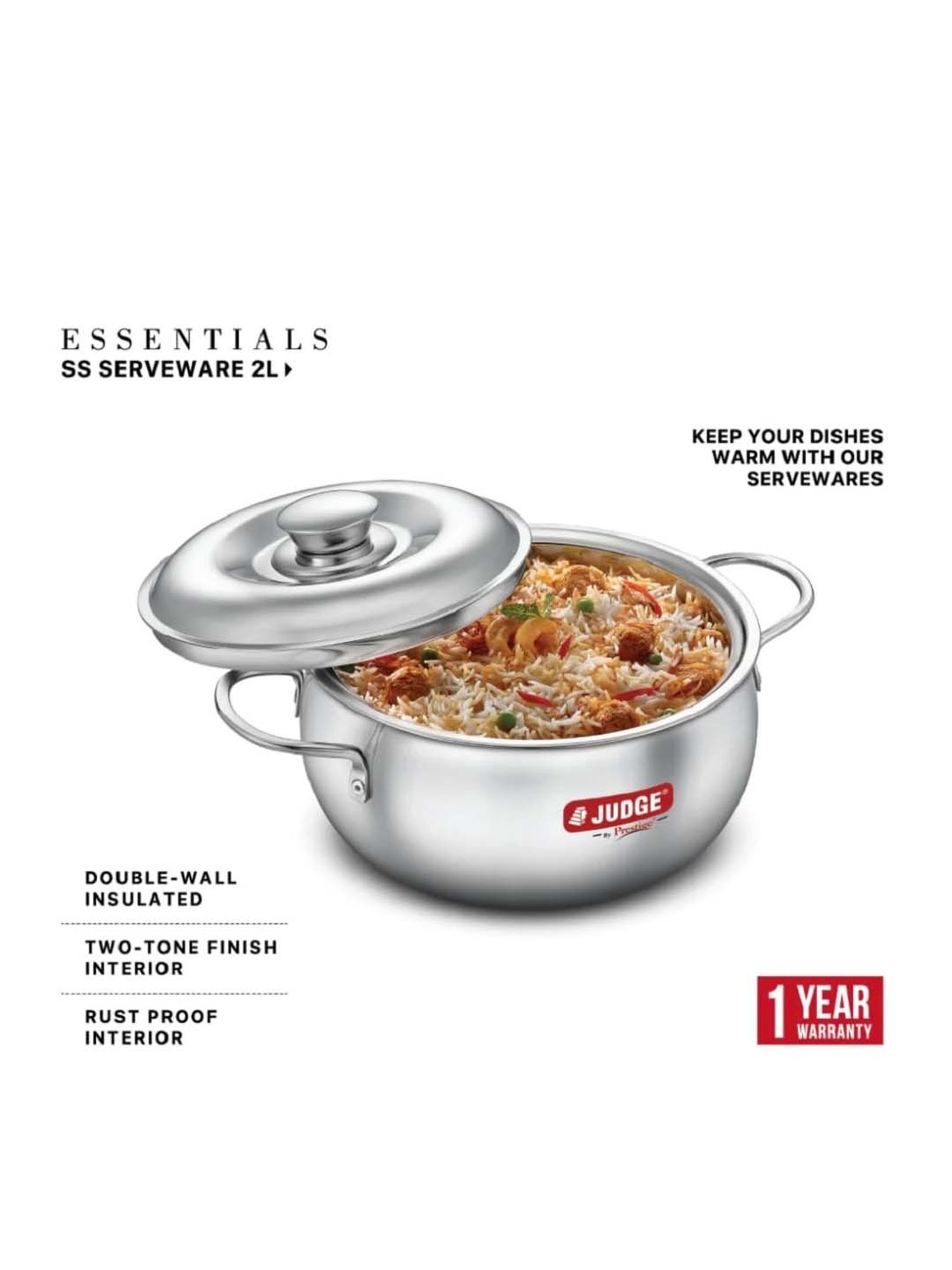 Buy JUDGE Essentials Silver Stainless Serveware Casserole With Lid