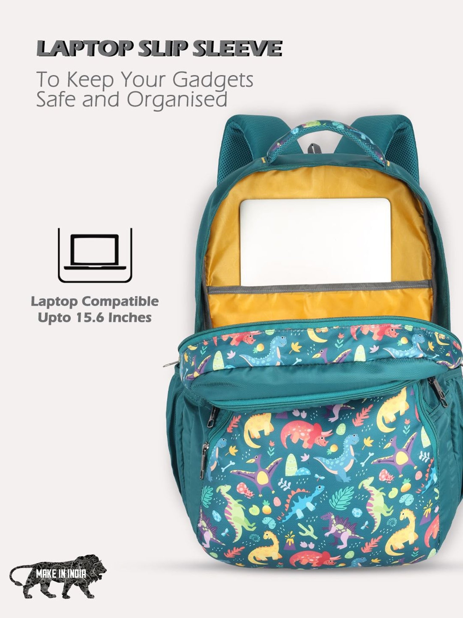 Buy Lavie Sport Dino Teal Laptop Backpack with Rain Cover 39 Ltrs Online At Best Price Tata CLiQ