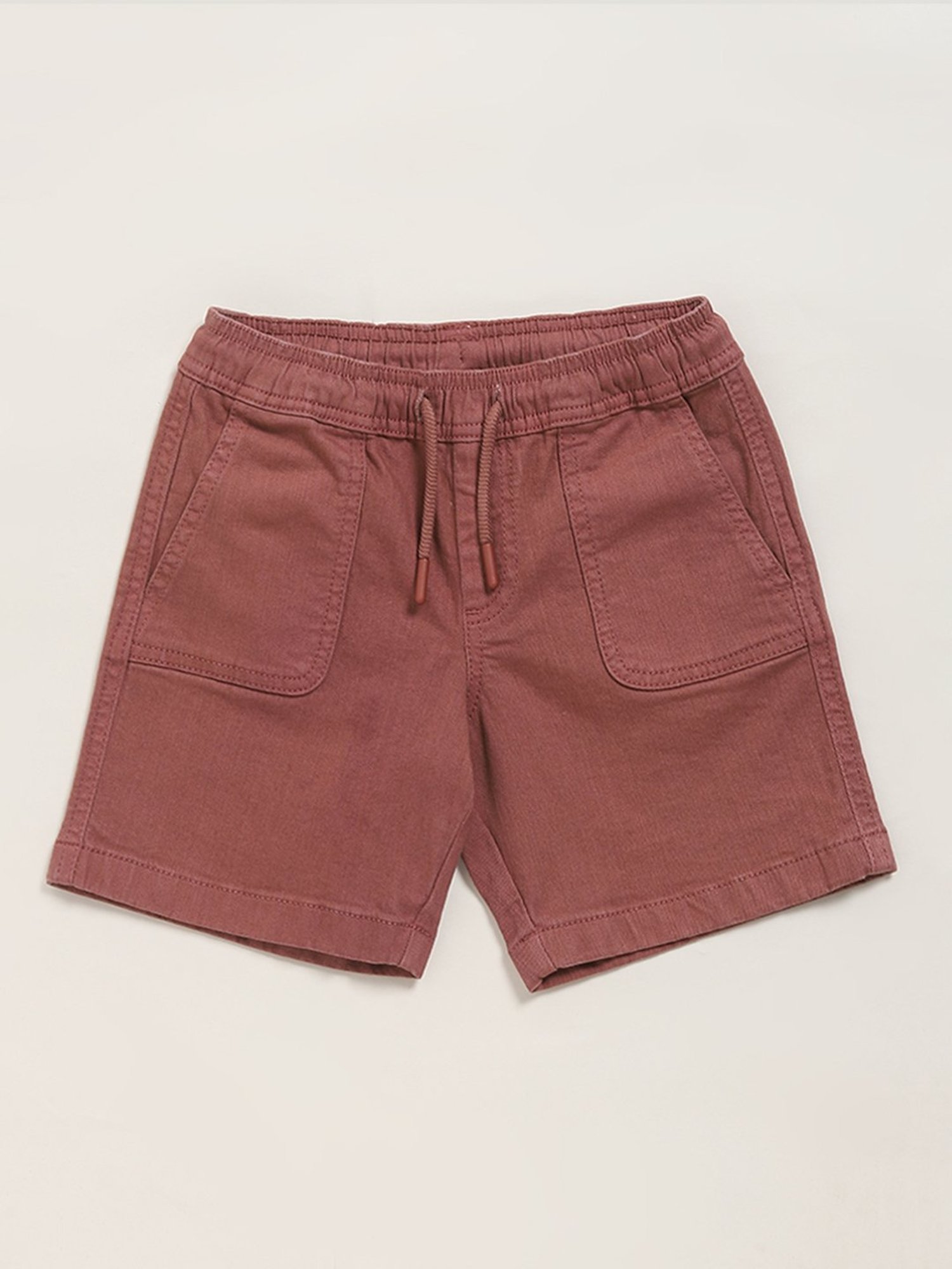 Buy HOP Kids Solid Beige Shorts from Westside