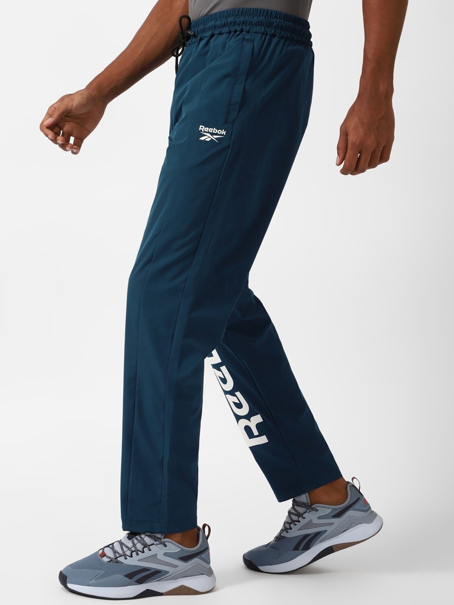 Reebok Blue Regular Fit Printed Sports Trackpants