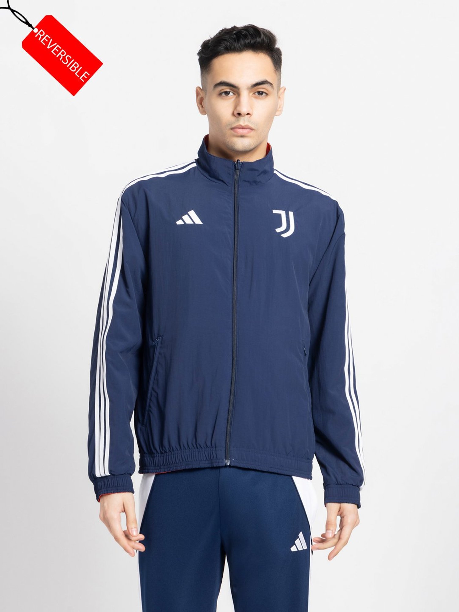 Buy adidas Juventus Anthem Blue Regular Fit Reversible Jacket for