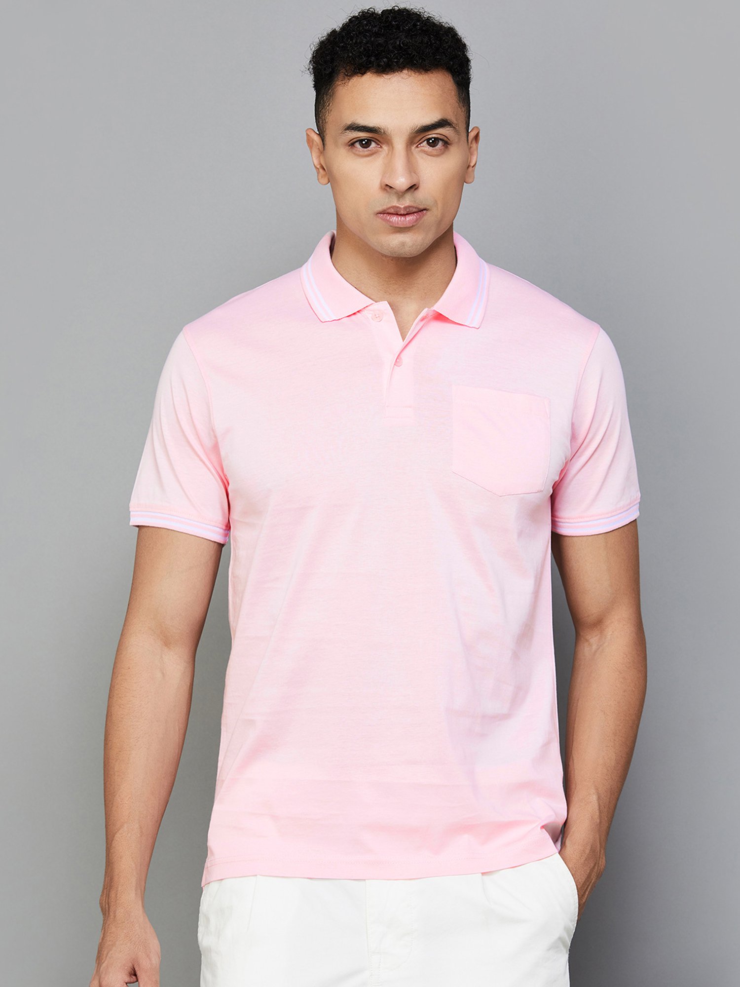 Code by Lifestyle Dusty Pink Regular Fit Polo T-Shirt
