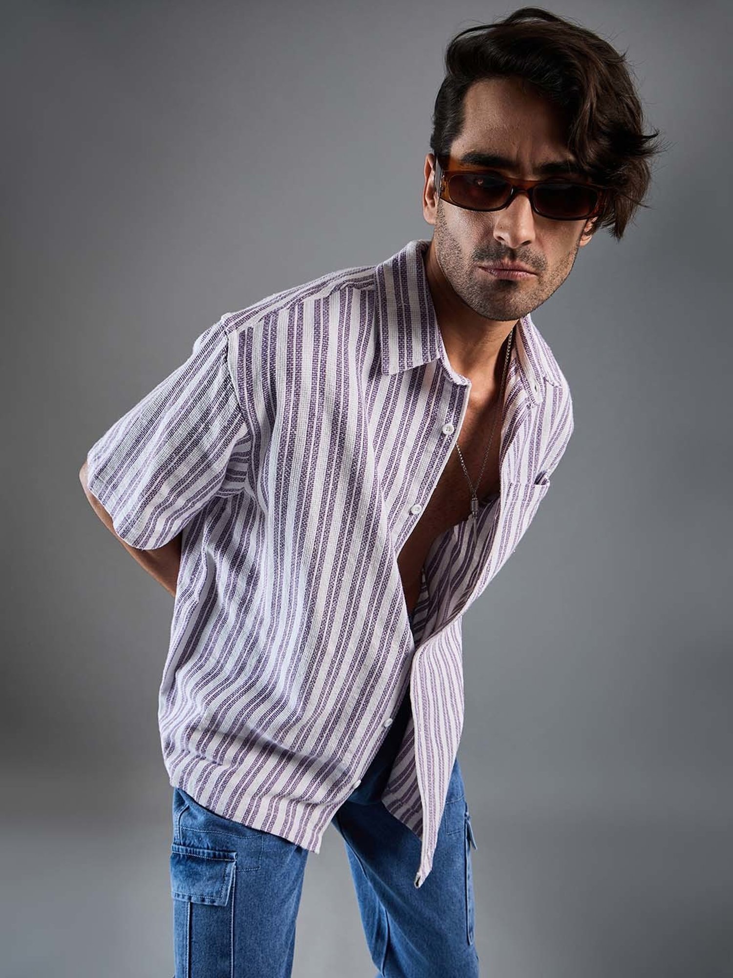 トップス Broad Stripe L/S Oversized Regular Shirt Graphpaper (グラフペーパー) Broad L/S Oversized Regular