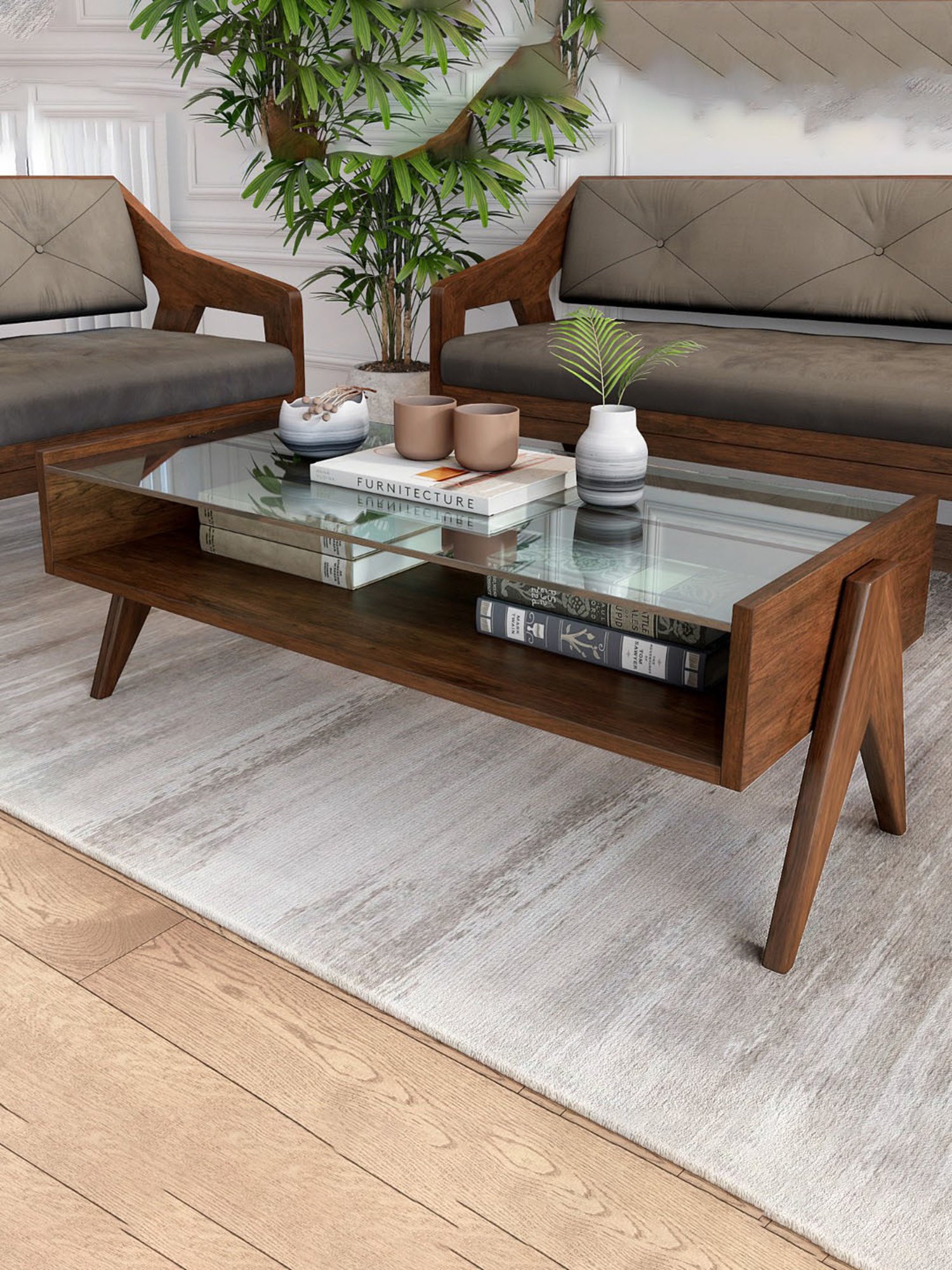Buy Durian Casper Contemporary Brown Solid Wood Center Table at