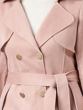 SHOWOFFFF Peach Regular Fit Trench Coat
