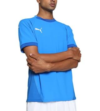 Puma Ignite Blue teamFINAL Slim Fit T-Shirt styled with Puma Sport Green teamFINAL Slim Fit T-Shirt