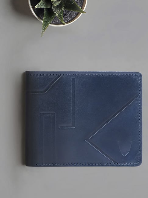 Buy Hidesign Navy Textured Rfid Bi-Fold Wallet for Men Online At