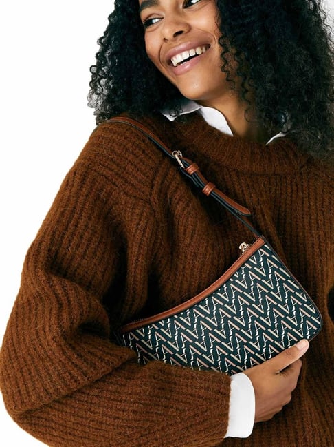 Accessorize London Chocolate Brown Printed Medium Sling Handbag-image-21
