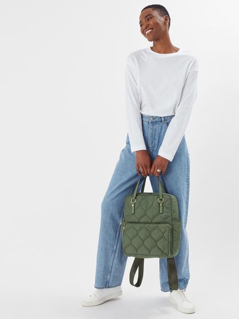 Accessorize London Khaki Synthetic Medium Convertible Backpack-picture-25