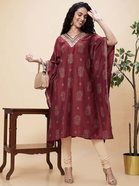 Beautiful Red Cotton Tunic with Contrast Embroidery – Sujatra