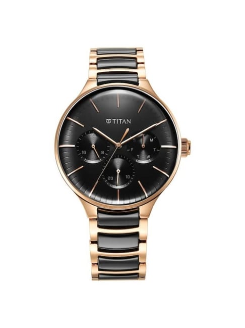 Buy Online Titan Black and Gold Black Dial Quartz Multifunction Stainless  Steel Strap watch for Men - nr1698km02 | Titan