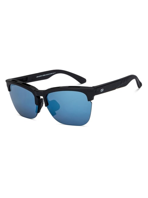 BLACK LENS BLUE FRAME FULL RIM RECTANGLE SQUARE POLARIZED SUNGLASSES –  Royaltail