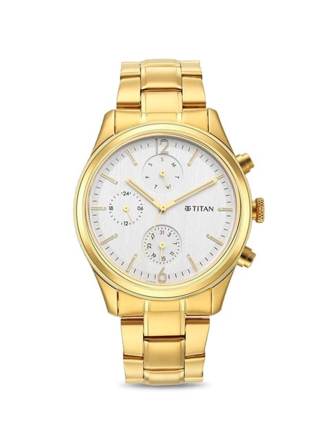 Buy Online Titan Karishma Quartz Analog Champagne Dial Stainless Steel  Strap Watch for Men - 1825ym12 | Titan