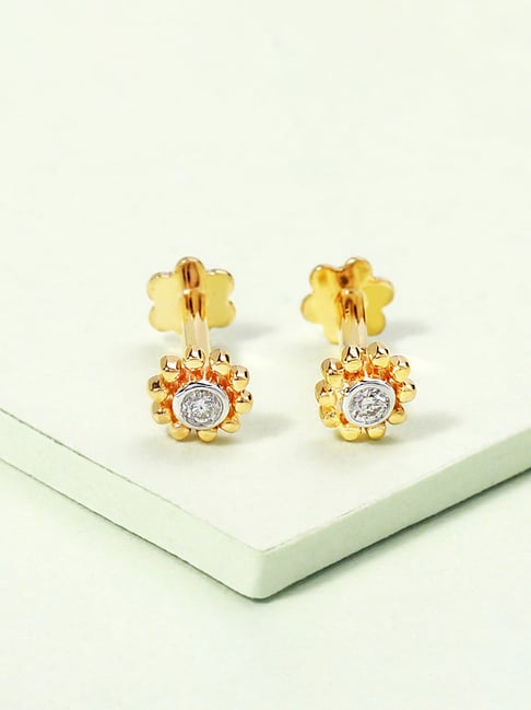 4mm Diamond Stud Low-Set Prong 14k Gold Earring – FreshTrends