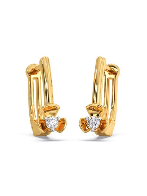 14K Solid Yellow Gold Chain Huggie Earring – J&CO Jewellery