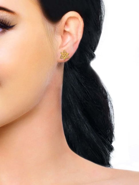 Buy Candere by Kalyan Jewellers 14K(585) Yellow Gold & Diamond Earrings  online