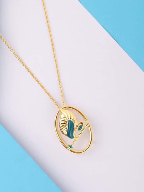 Candere by Kalyan Jewellers Peacock Collection 18k Yellow Gold Pendant for Women-image-0
